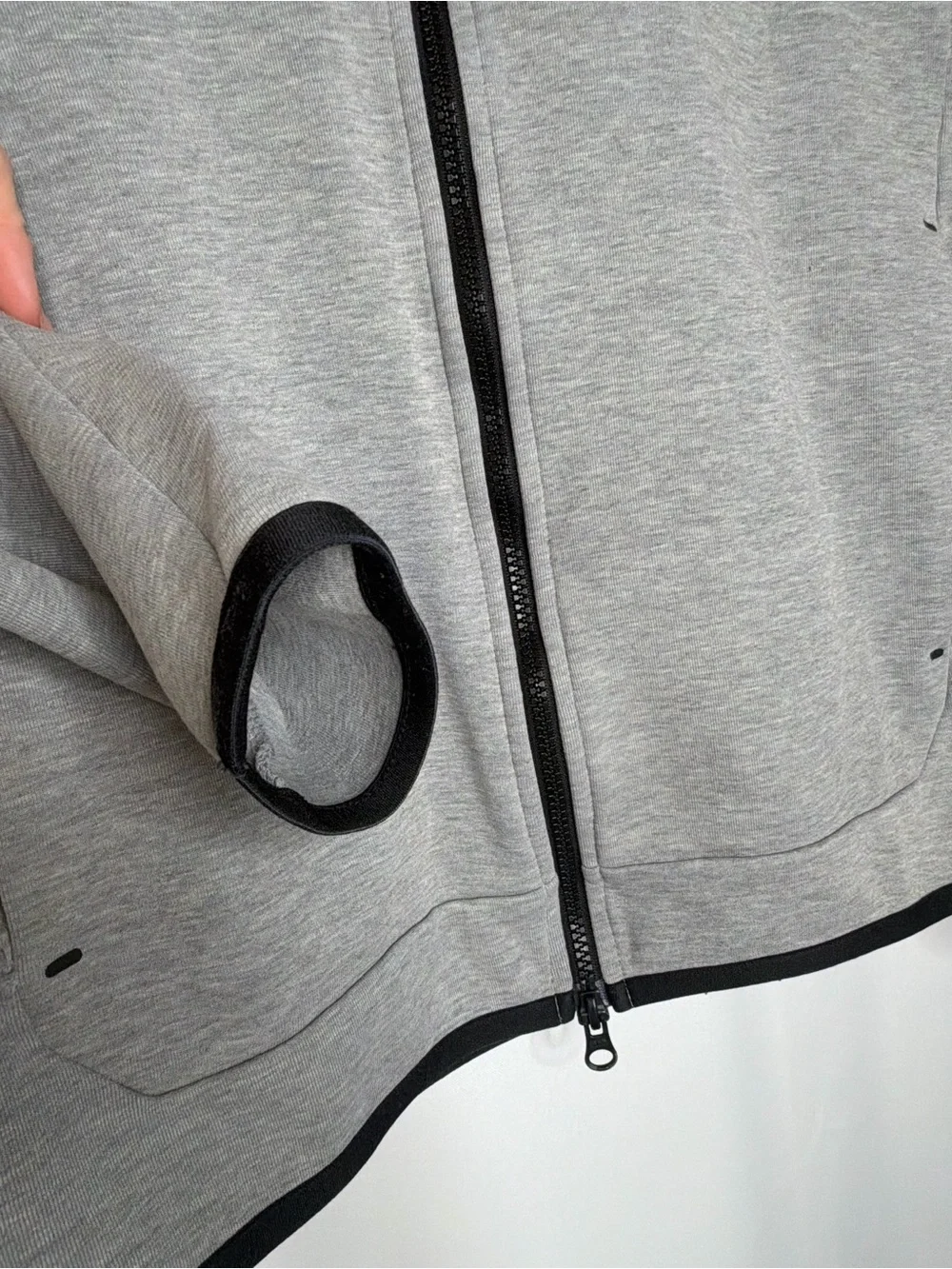 Nike Light Gray Tech Zip Hoodie with Black Accents
